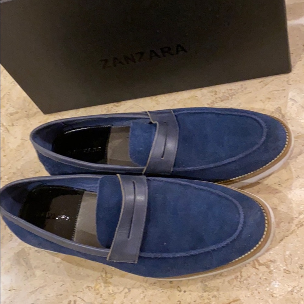 Zanzara Navy Blue Suade Men’s Loafer - Picture 9 of 11